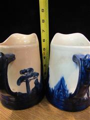 ANTIQUE PAIR OF OLD SLEEPY EYE POTTERNY STONEWARE PITCHERS 6-1/2